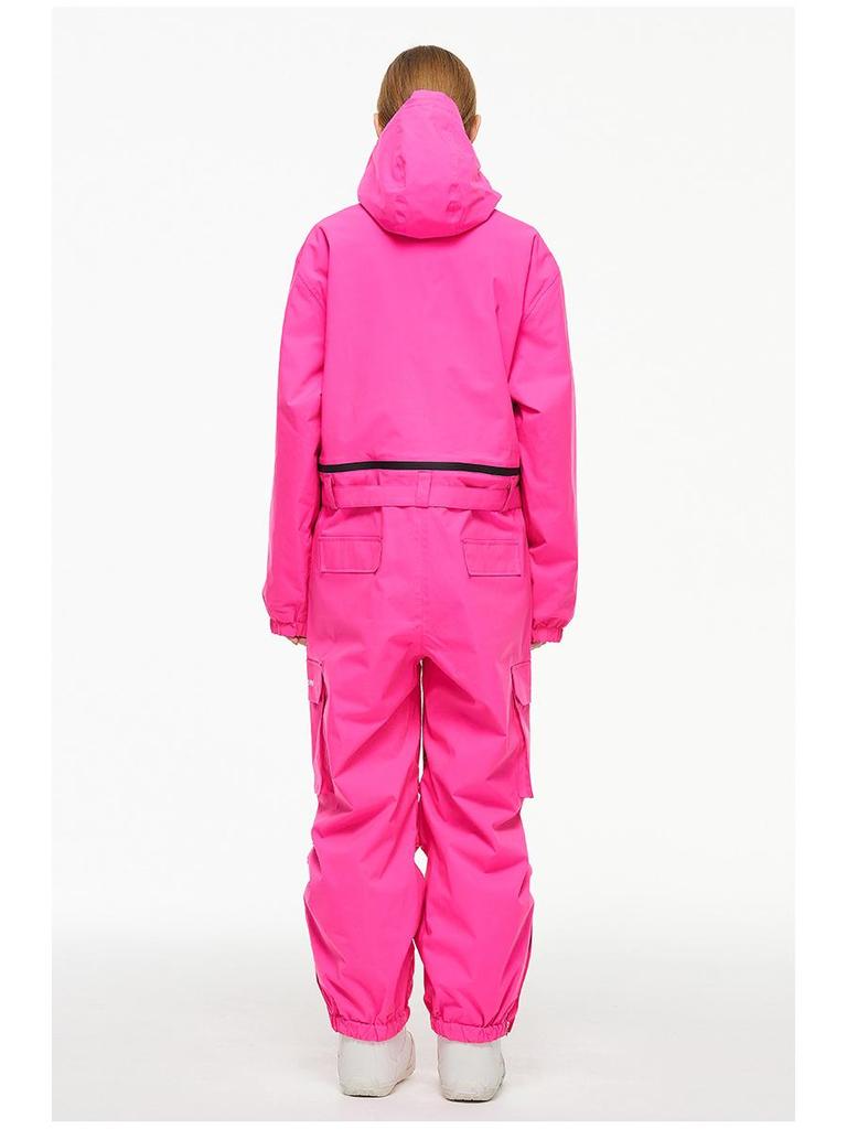Unisex Waterproof One-Piece Ski Suit, Loose Fit, American-Style, Warm for 24-25 Snow Season