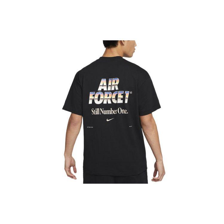 Nike Letter Print Straight-Cut Crew Neck T-Shirt Men Tops Black DR5756-010