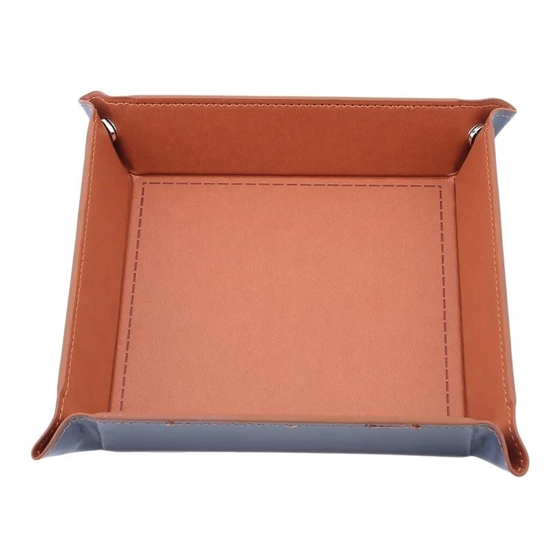 Ready Stocked Folding Hexagon Dice Game Storage Tray Holder Double Sided Thick PU Leather&Velvet Mat Office SuppliesHot Sell