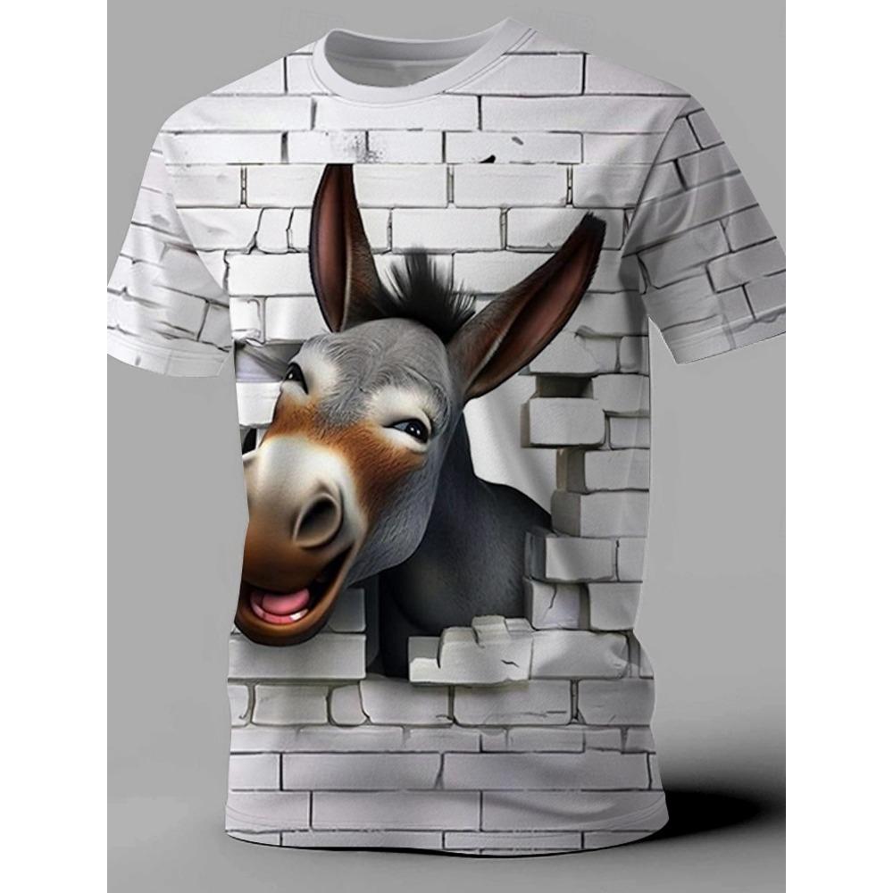 2025 Summer Men's Anger Come Over Cat 3d Printed Short Sleeved Round Neck T-Shirt Bar Party Casual Quick Drying Neutral Clothing