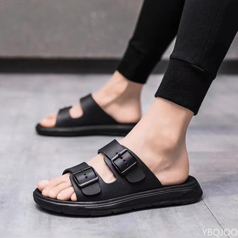 2026 Offene Herren-Sandalen Sommer Indoor-Hausschuhe Rutschfeste Strand-atmungsaktive Schuhe Mode-Gürtelschnalle Herren-Hausschuhe Homme
