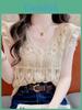 No Ip Included Knit Top For Women With Hollow Out Design And Princess Sleeves For Summer Fashion