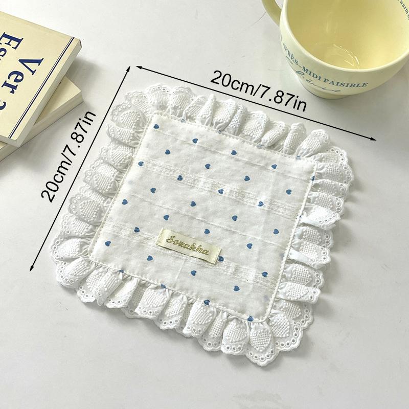 1Pc Placemat Rural Style Love Pattern Fresh Sweet Fabric Art Photography Props Coaster Originality Lace Trimmings Home Decor