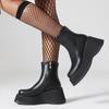 Bottines compensées à plateforme style punk gothique pour femmes, bout rond, talons hauts, courtes, fermeture éclair latérale, pointure 42