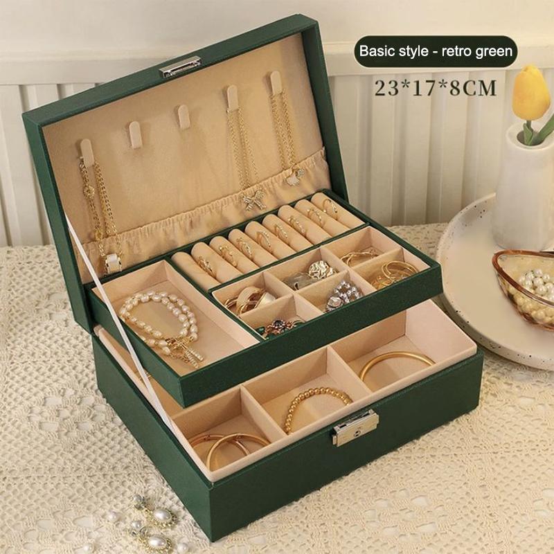 High-Capacity  Pu Leather Jewellery Storage Boxes Portable Travel Jewelry Box Necklace Earrings Ring Jewelry Organize
