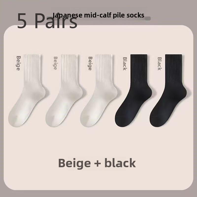 

5 пар женских весенних однотонных хлопковых спортивных носков однотонных в трубчатом ворсе 5 Pairs