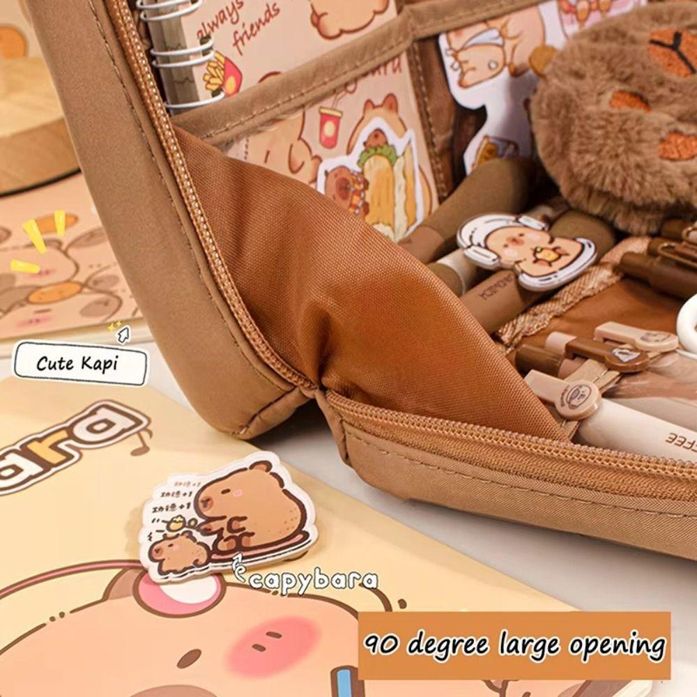 Capybara Panda Large Capacity Pencil Bag Aesthetic Stationery Storage Bag  Kids Gift