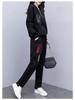 Women's 2025 Autumn/Winter Fleece-Lined Loose Sportswear Set: Long-Sleeve Sweatshirt & Trendy Long Pants.