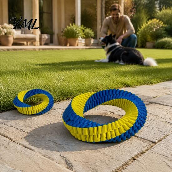Aggressive Chewer Dog Toys Dental Tug Toy, Textured Nylon Woven Chew Two Loop Figure 8 Design, Care for Dogs Round Shape Interactive Teeth Cleaning
