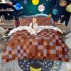 Homewish Kids Miner Game Duvet Cover Set For Boys Girls Geometric Plaid Quilt Cover SetColorful Grid Bedding Set