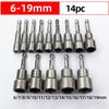 6mm-19mm Impact Socket Magnetic Nut Screwdriver 1/4 Hex Key Set Drill Bit Adapter for Power Drills Impact Drivers Socket Kit