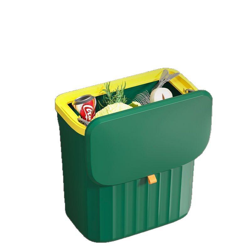 Wall-Mounted Kitchen Trash Can with Lid for Cabinets and Bathrooms