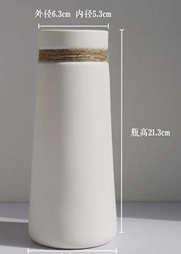 White Ceramic Flower Vase, Nordic Japanese Antique Style, Large (White-Soy-masheng)