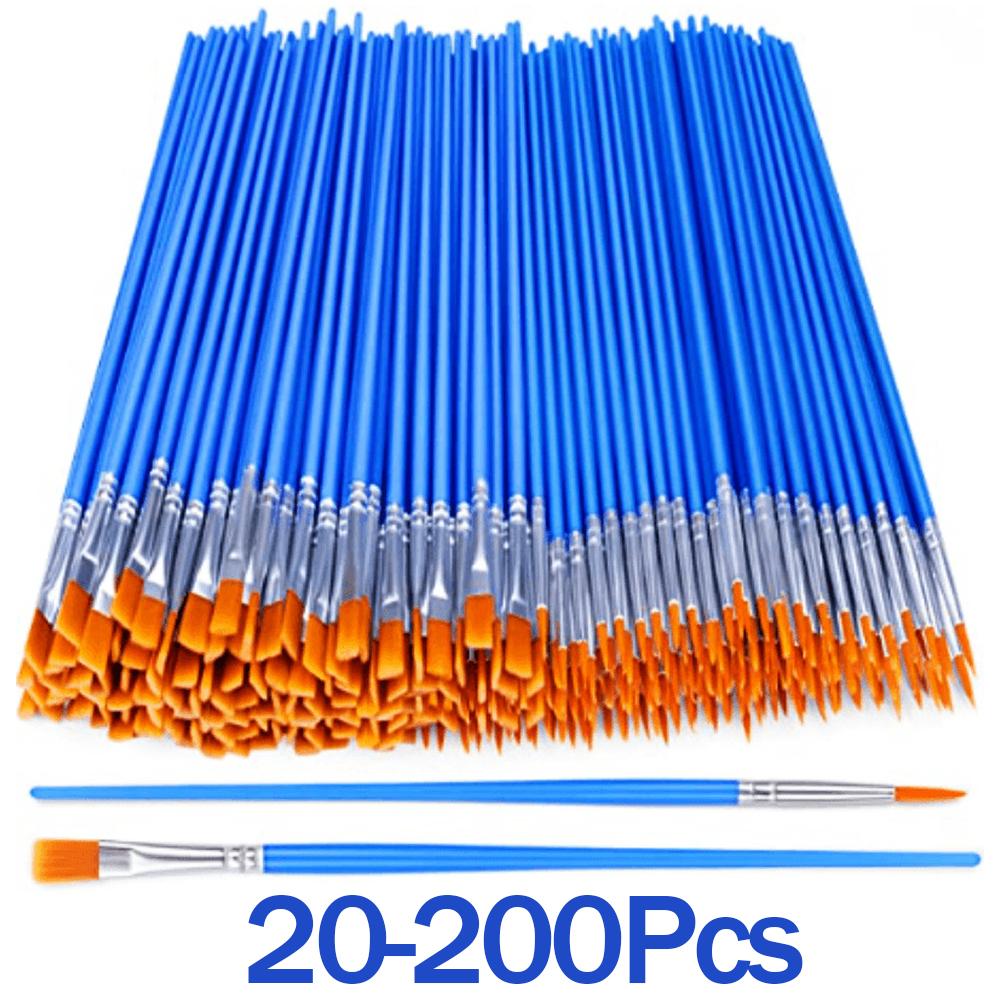 Set di Pennelli da Pittura 20-200 Pezzi Pennello Rotondo Piatto in Pelo di Nylon per Pittura a Olio Acrilico Acquerello Materiale Scolastico per Bambini/Artisti/Principianti/Studenti