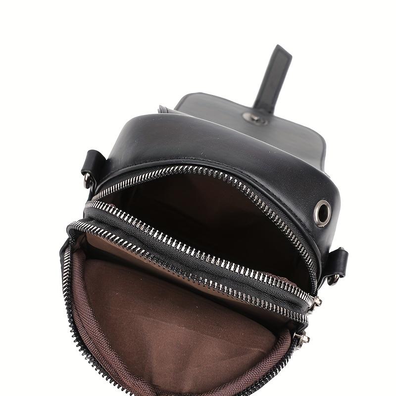 1Pc  Ladies Mini Crossbody Bag - Adjustable Shoulder Strap, Multi-compartment Design, Zipper Closure, Polyester Lining, Black Daily Bag,