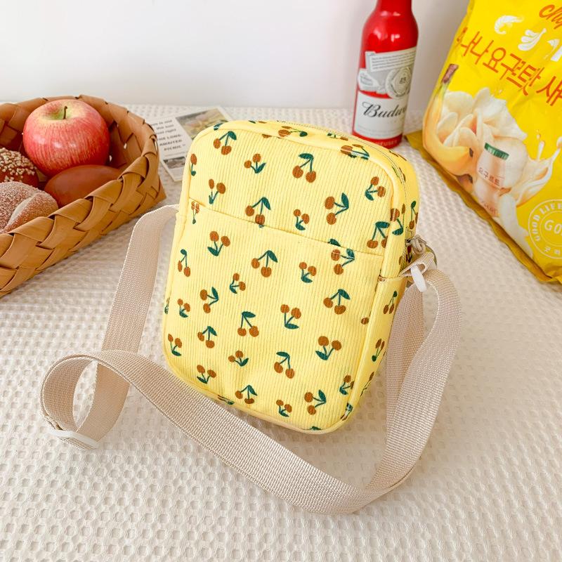 Corduroy mini Korean messenger bag 2026 new student small satchel fashionable simple personalized travel mobile phone bag