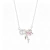 French Fairy Bow Tassel Necklace with Pink Zircon Clavicle Chain - Fashionable Light Luxury Qixi Gift