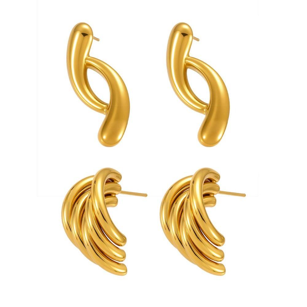 Waterproof Gold Plated Earrings 18k Gold Plated Stainless Steel Earrings  Fashion Accessories