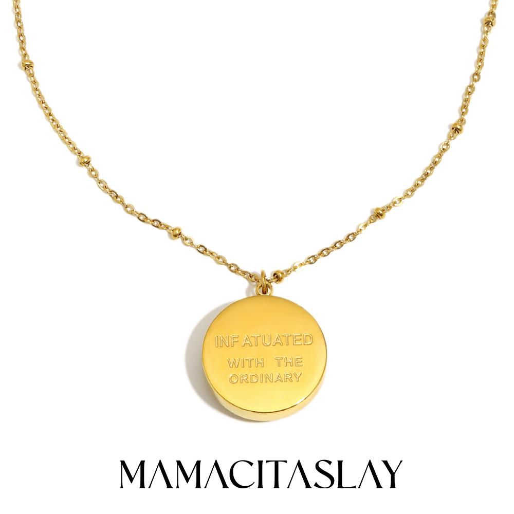 MamacitaSlay 316L Stainless Steel Zircon Shell Letter Pendant Necklace Party Waterproof Jewelry Women's Elegant Neck Jewelry