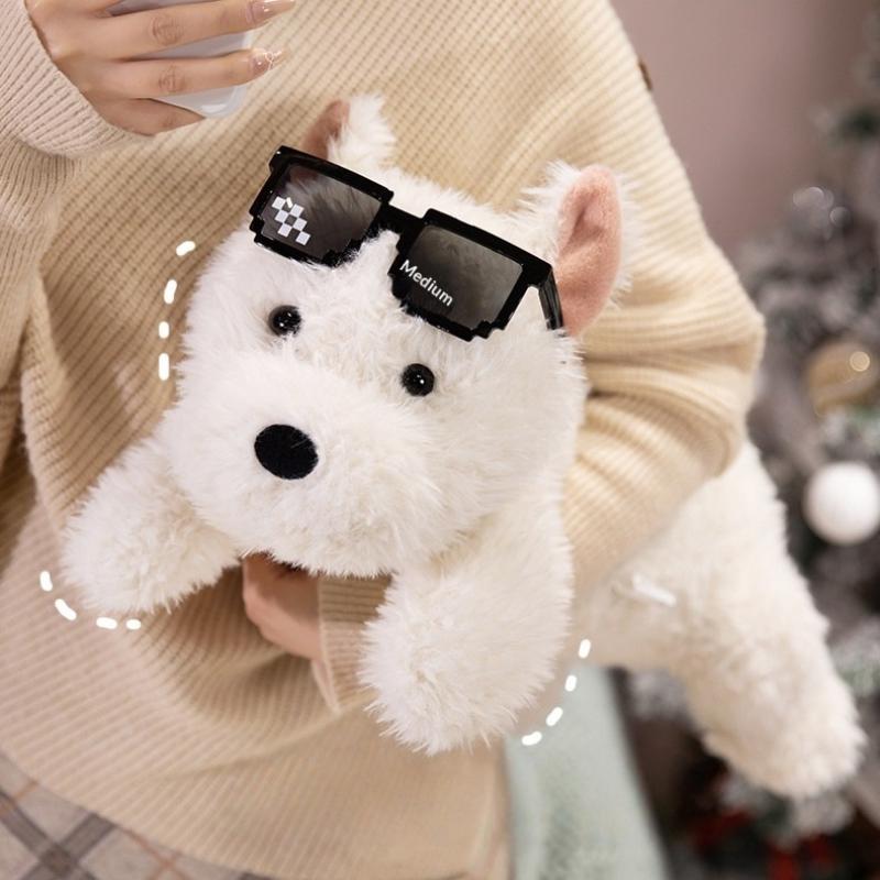 1Pcs Stuffed Lifelike Animal Appease Doll Pillow 43Cm Kawaii Fluffy Hair West Highland Dog White Terrier Soft Puppy Plush Toy