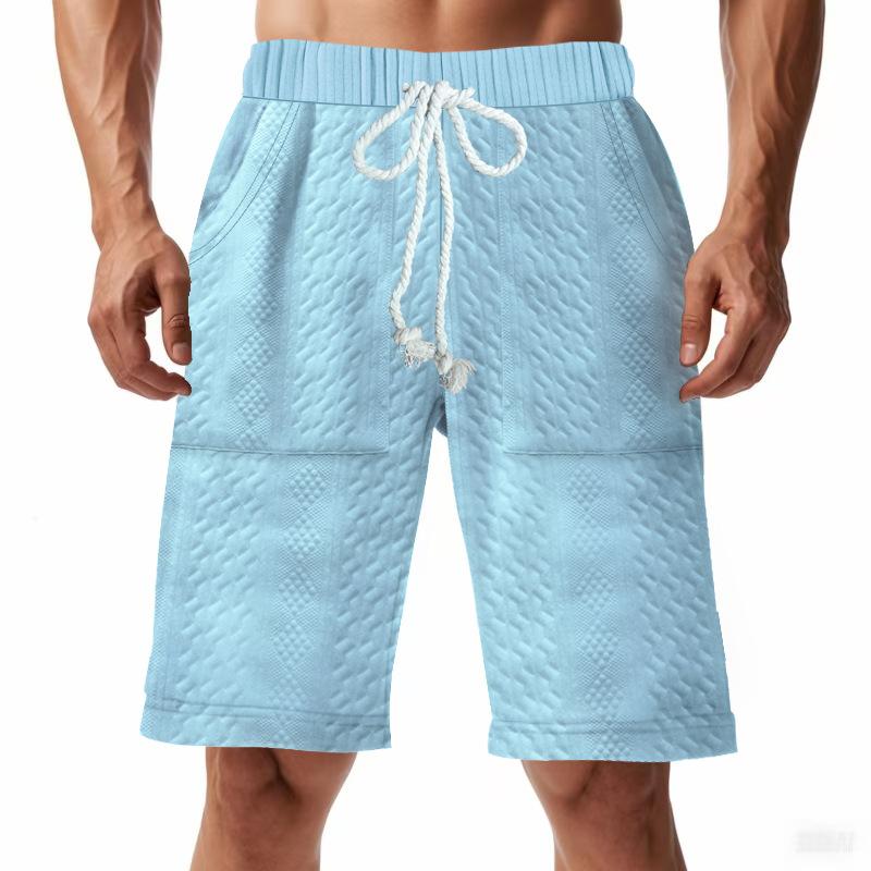 

Knitted Jacquard Shorts for Men Summer High Street Casual Baggy Shorts for Men XXXL светло-синий