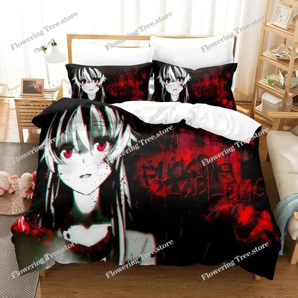 Anime Future Diary Yuno Gasai Bettwäscheset Jungen Mädchen Twin Queen Size Bettbezug Kissenbezug Bett Kinder Erwachsene Heimtextilien