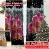 2D FLAT PRINTING 2pcs Curtains (Without Rod) Orchid Blossoms with Water Droplets New Year Holiday Curtains with Digital Printing