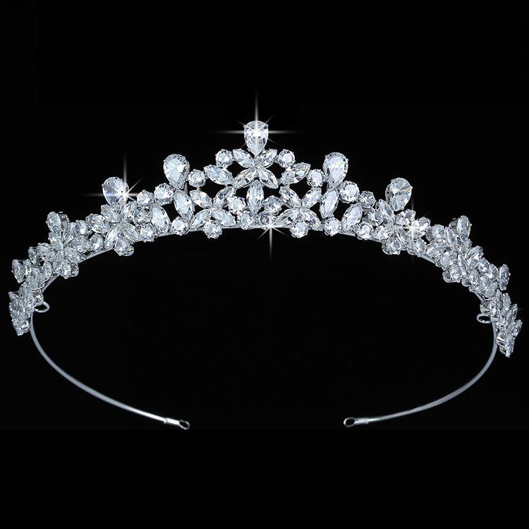 Ready to Ship Exquisite Bridal Tiara Simple Classic Bridal Hair Accessories Copper Cubic Zircon Wedding Crowns for Women BC5528
