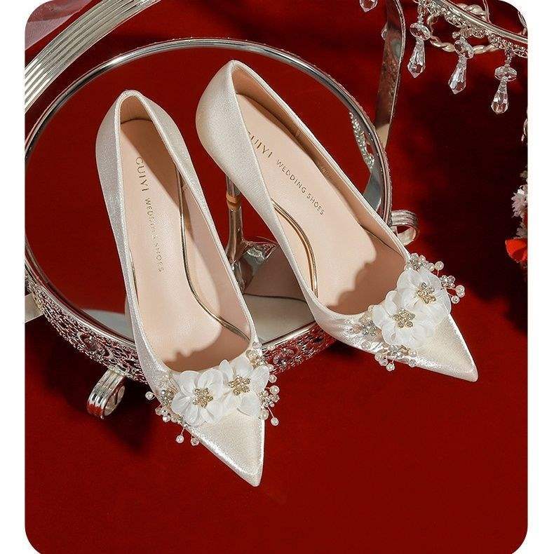 

Single shoes niche French wedding shoes summer women s 2025 new Xiuhe wedding dress two wear bridal shoes not tired high heels 40