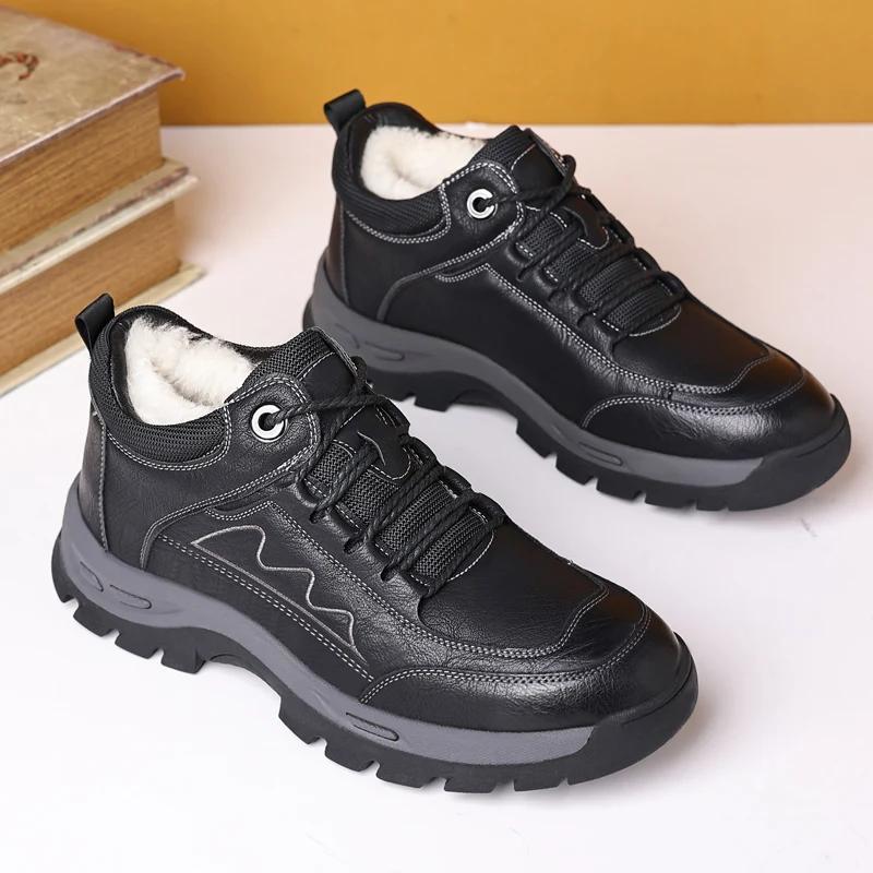 Golden Sapling Winter Men's Boots Retro Leather Outdoor Shoes for Men Platform Footwear Tactical Leisure Tooling Boot