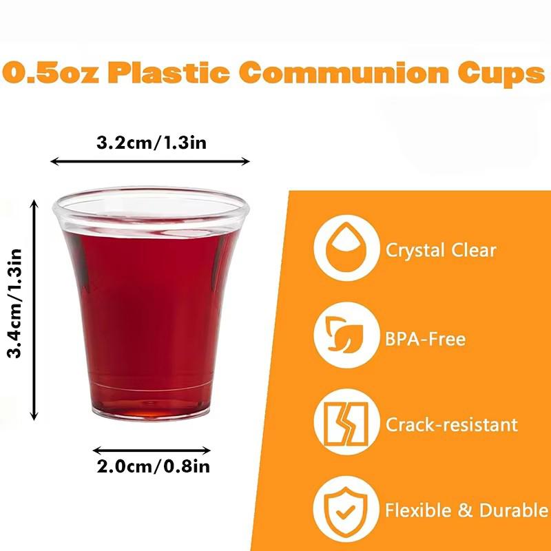100Pcs Clear Communion Cups, Disposable Plastic Cup Fits Standard Holy Communion Trays, 0.5 Ounce