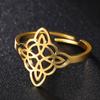 Dawapara Witch Knot Ring for Women Stainless Steel Adjustable Finger Rings Celtics Quaternary Witchcraft Good Luck Amulet