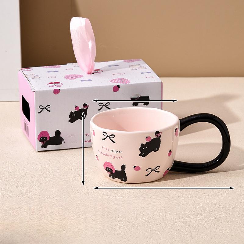 

Милая кошка керамическая чашка сувенир кофейная кружка подарок на день рождения для девочки длинная ручка красивая чашка для домашнего использования 300ml