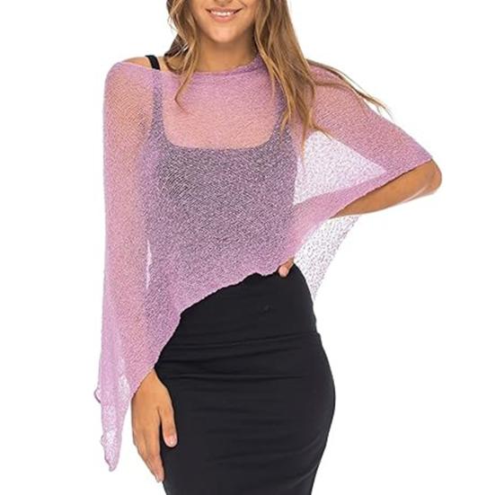 Women Cloak Shawl Mesh Wrap with Pullover Sweater Travel Wrap-around Hem Lightweight Summer Clothing