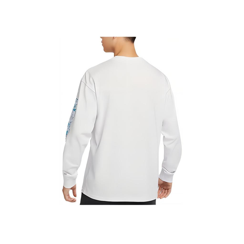 Nike Logo Print Casual Ribbed Crew Neck Comfortable Long Sleeve T-Shirt Men Tops White FV3487-121
