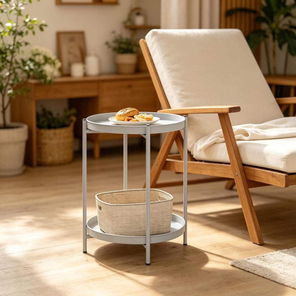 Storage Side Table, Stylish Sofa Table, Round Coffee Table, Nightstand, Plant Stand (only with sofa table)