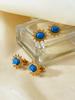 1 Pair Vintage French Natural Stone Blue Zircon Stainless Steel 18k Gold Plated Women's Stud Earrings for Women's Daily Wear