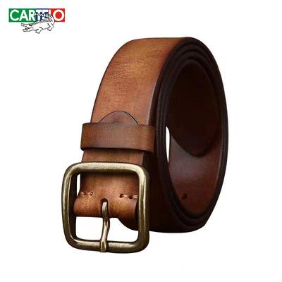 Korean Style Genuine Leather Pin Buckle Pure Copper Men and Women Pure Cowhide Belt Versatile Retro Belt