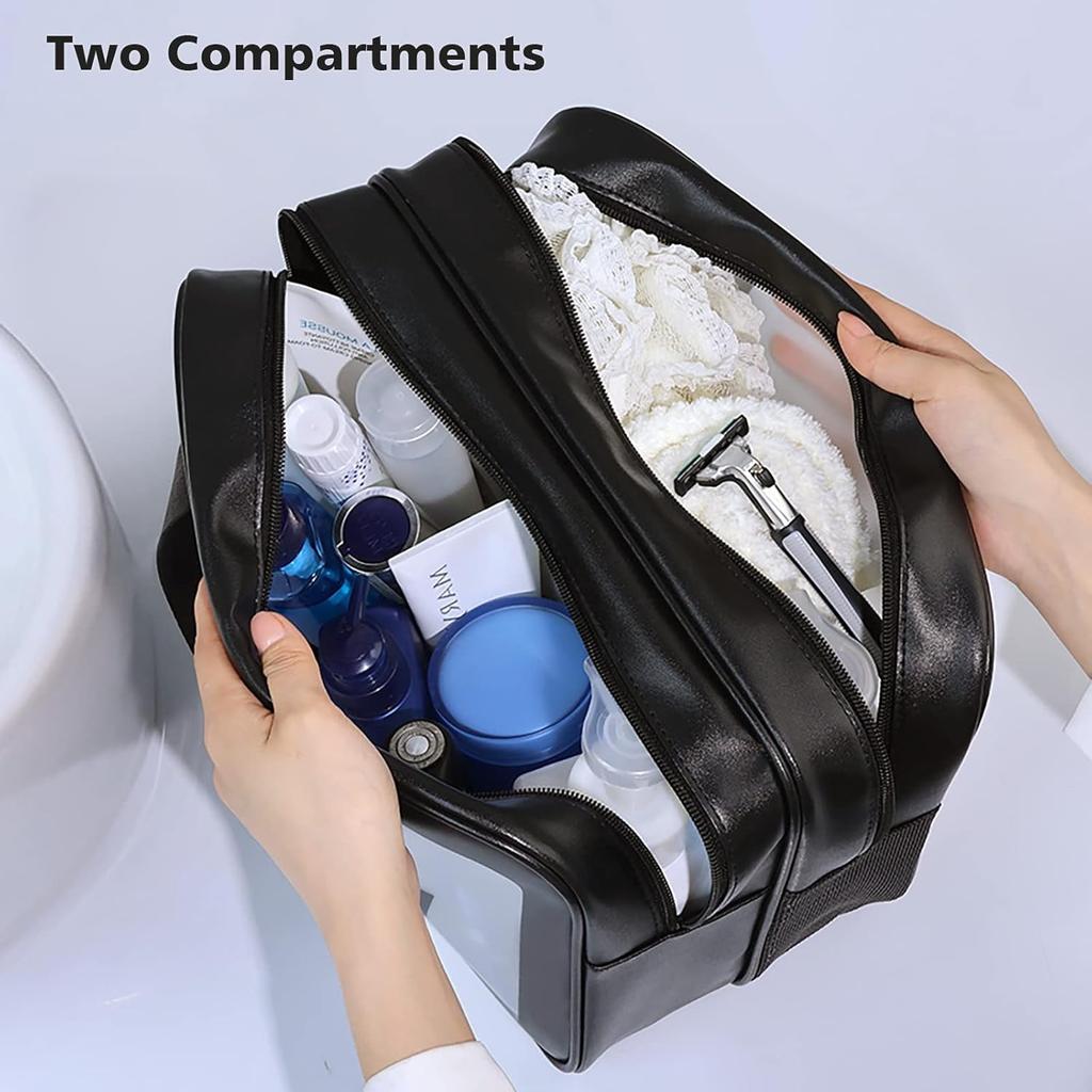 Dubbele transparante PU make-uptas met scheiding voor nat en droog, draagbare waszak, cosmetica opbergtas, reis-, fitness-, zwembenodigdheden