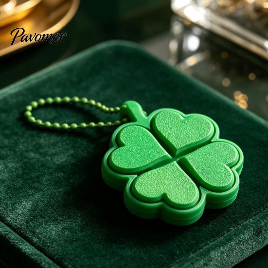 Backpack Hanging Ornament Four-Leaf Clover Clicker Keychain, 3D Printed Leaf Push Toy with Ball Accessory Chain, Stress Relief Finger Toy, Decorative