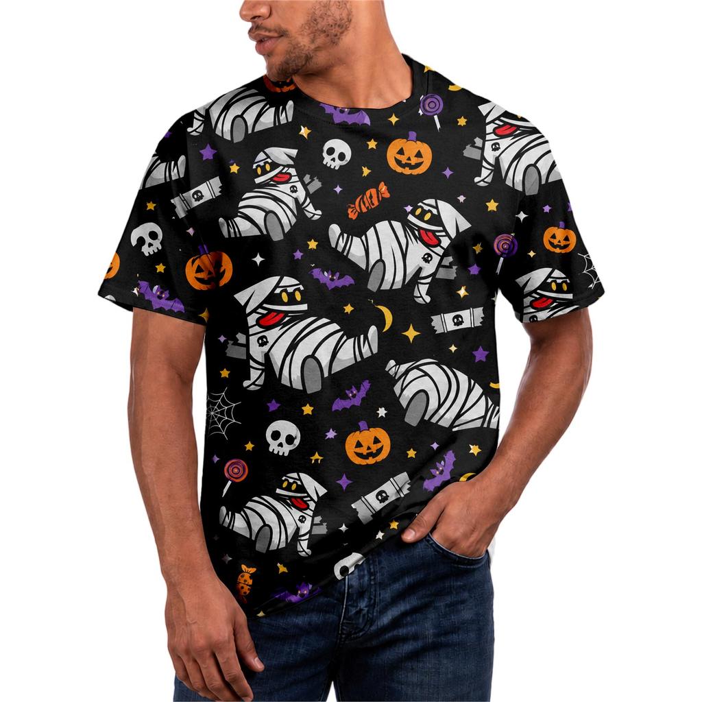 Halloween All Over Print T Shirt , Cute Pumpkin Graphic Tee for Women Men