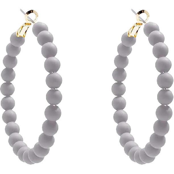 Colorful Vintage Large Circle Hoop Earrings for Women 80s 90s Neon Acrylic Round Beads Earring Minimalist Geometric Party Jewelry