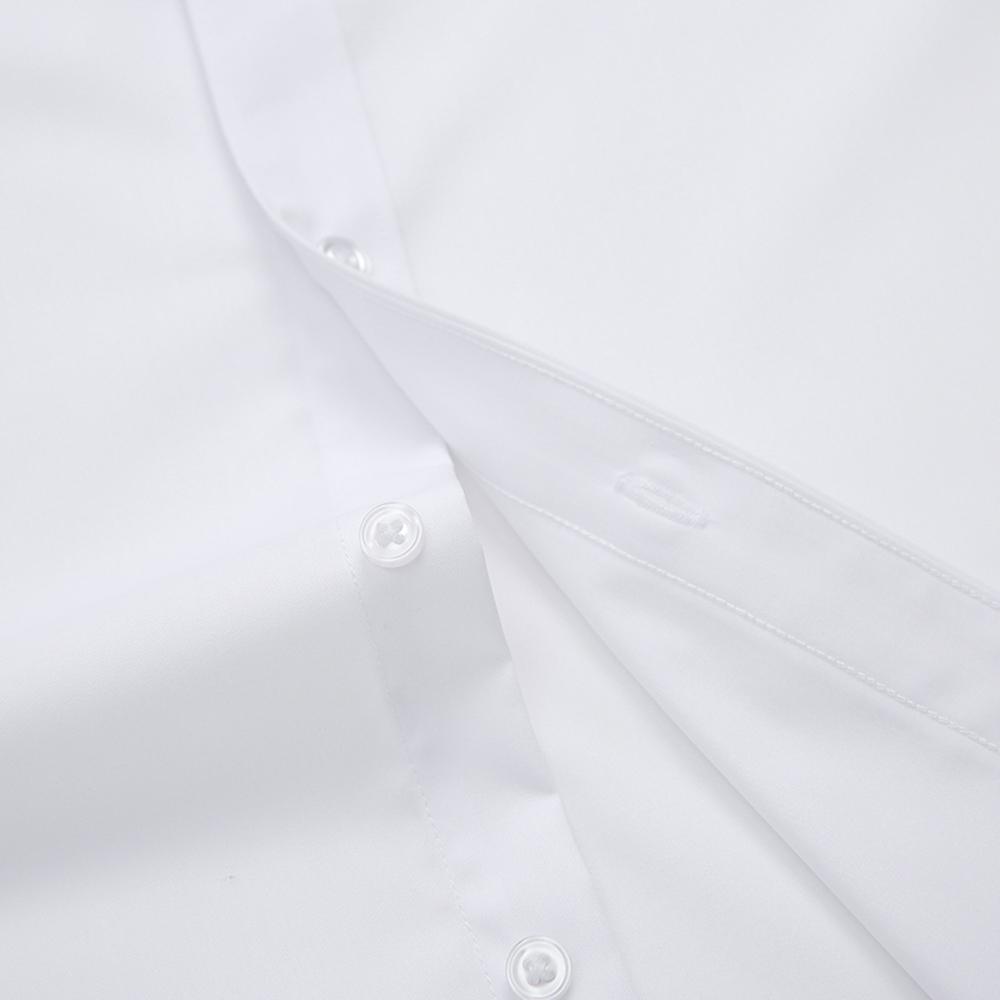 Camisa de Vestir Clásica para Hombre de Manga Larga y Color Sólido con Cuello Extendido Sin Bolsillo Ajuste Regular Comodidad para Todas las Estaciones Elástica Fibra de Bambú Camisa para Oficina de Negocios