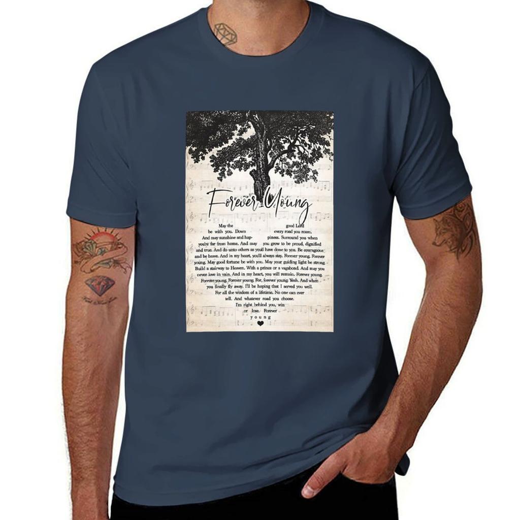 Rod Stewart Forever Young Lyrics Wall Art Tshirt Industrial Work Tee Shirt