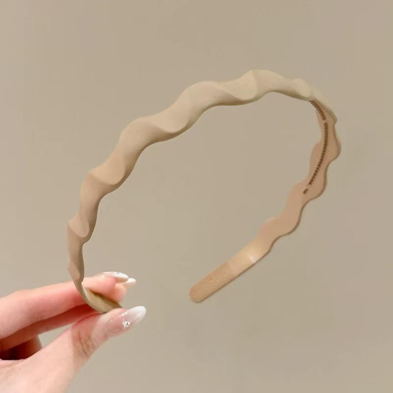 Korean Style Frosted Wave Headband Hair Tamer for Flyaways, High Skull Top, Non-Slip Hair Clip with Teeth for Women.