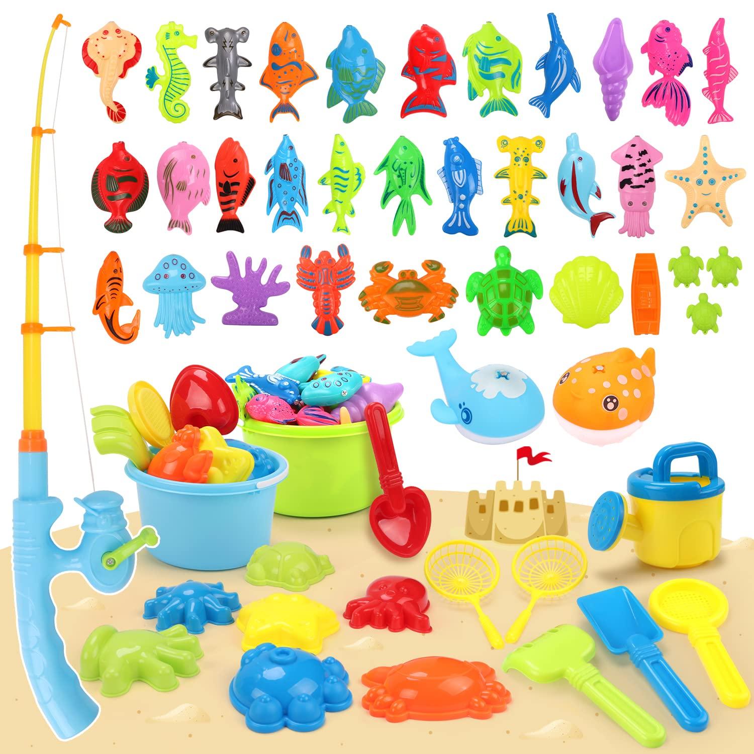 

Qizebaby Игрушки для игр с водой Рыбалка Игра с песком Игрушка для ванны Набор для песочницы Игрушка для игры с песком Ведро для игры с водой Набор Магнитная рыбалка Разноцветная игра на открытом воздухе