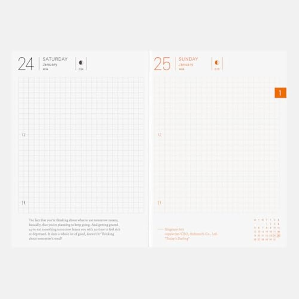 Hobonichi Notebook 2026 Main Unit Planner [A6/1 day 1 page (English) /January/Monday start]