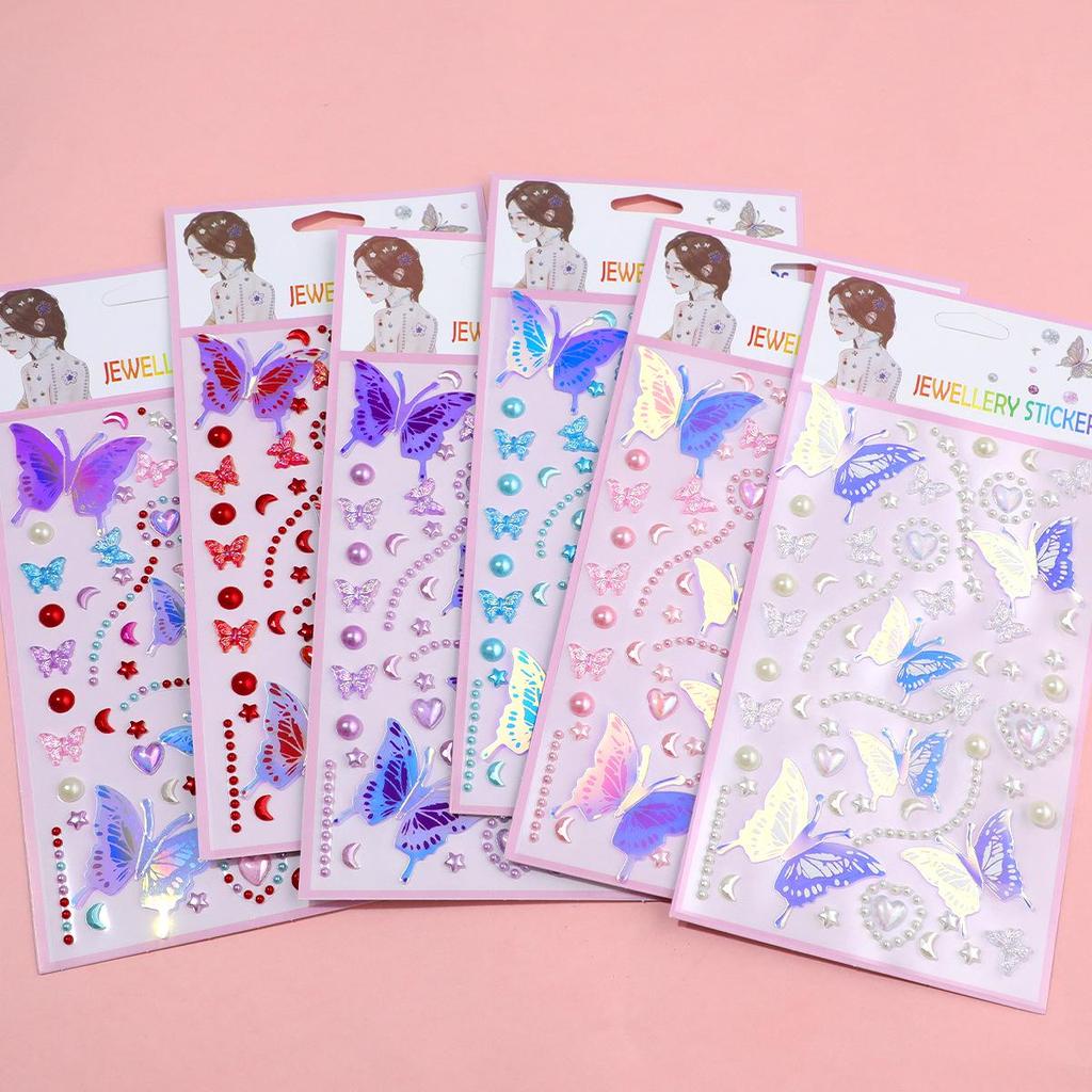 Bunte Schmetterlingsfee 3D Gesichtsaufkleber für Kinderschminke auf der Bühne