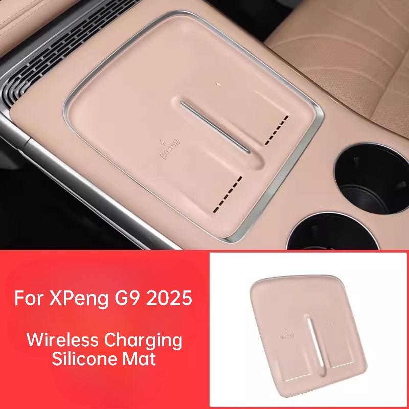 For XPeng G9 2024 2025 Car Wireless Charging Silicone Mat Dustproof Non Slip Charging Panel Protector Interior Accessories