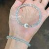 Ice-Transparent Lapis Blue Seed Bead Stackable Bracelet with Crescent Design